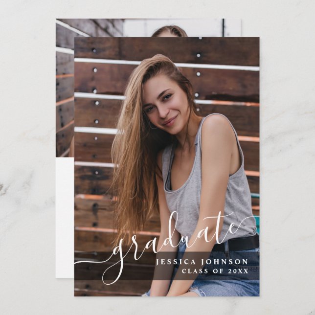 Convite Festa de formatura de 2 FOTOGRAFIAS Simples Modern (Frente/Verso)