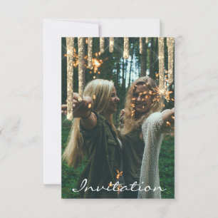 Convite Festa de formatura de Aniversário com Glitter Dour