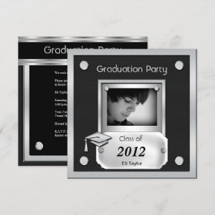 Convite Festa de formatura de aparência de metal preto