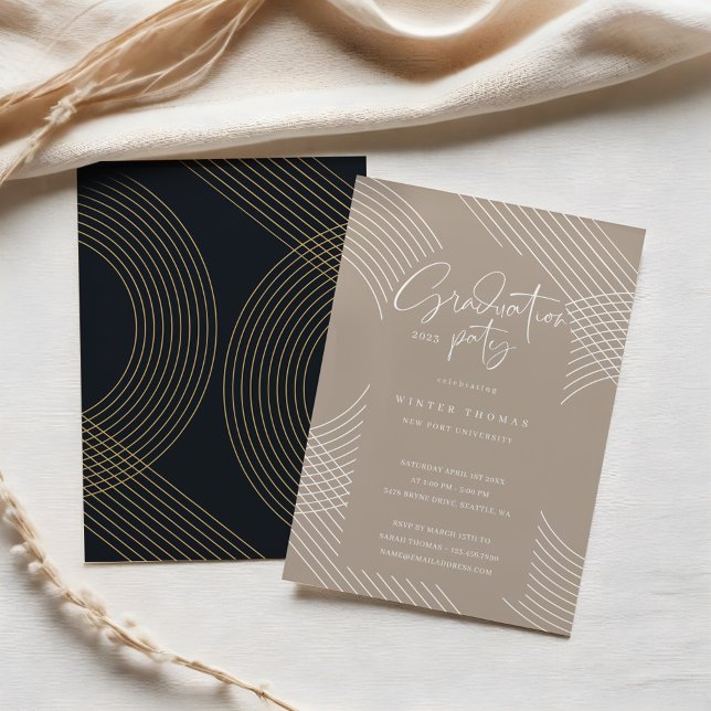 Convite Festa de formatura de Arcos Concentrados de Script (Modern Script Concentric Arches Graduation Party Invitation)