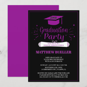 Convite Festa de formatura de Boné Elegante Roxo 2018 For