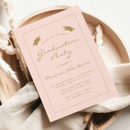 Convite festa de formatura de Borda Dourada do Blush Cláss