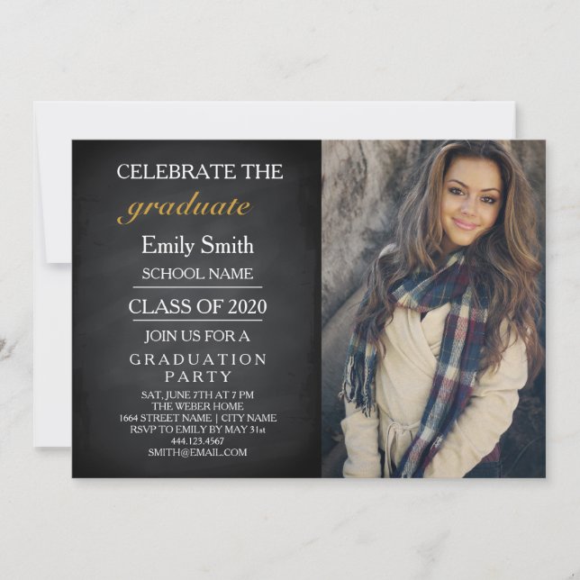 Convite Festa de formatura de Celebração do Quadro Preto (Frente)