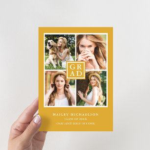 Convite Festa de formatura de Colagem de Fotos Amarela Pro