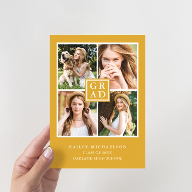 Convite Festa de formatura de Colagem de Fotos Amarela Pro (Criador carregado)