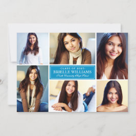 Convite Festa de formatura de Colagem de Fotos Azul Elegan