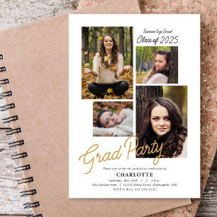 Convite Festa de formatura de Colagem de Fotos do Orçament