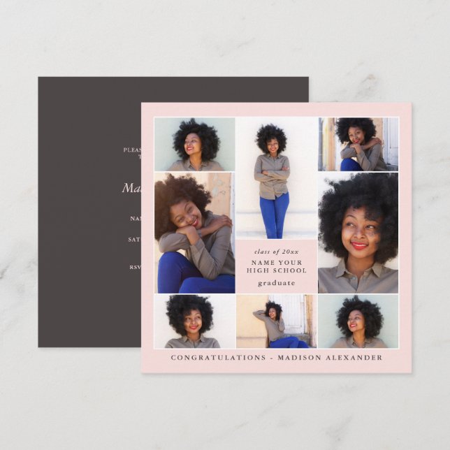 Convite Festa de formatura de Colagem de Fotos do Trendy B (Frente/Verso)