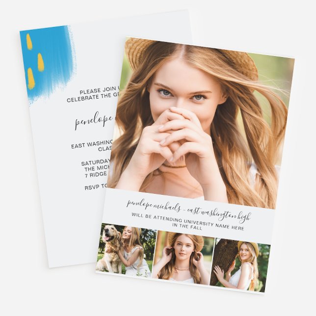 Convite Festa de formatura de Colagem de Fotos e Plashes d (Criador carregado)