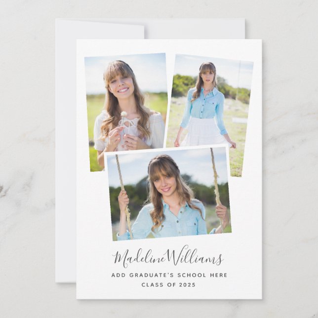 Convite Festa de formatura de Colagem de Fotos Elegante (Frente)