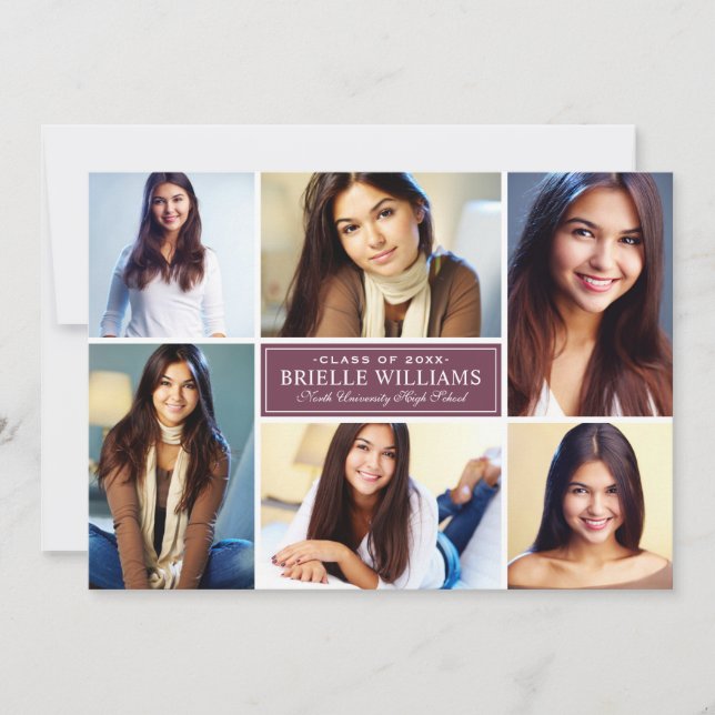 Convite Festa de formatura de Colagem de Fotos Elegante Bu (Frente)