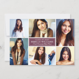 Convite Festa de formatura de Colagem de Fotos Elegante Bu