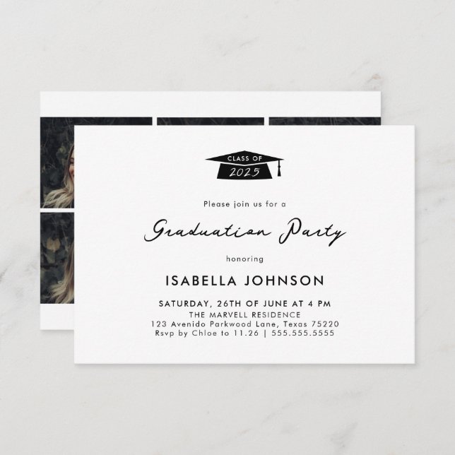 Convite Festa de formatura de Colagem de Fotos Moderna (Frente/Verso)