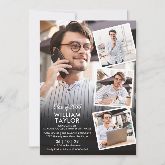 Convite Festa de formatura de Colagem de Fotos Moderna 5 (Frente)