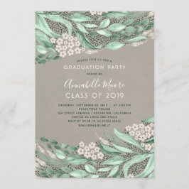 Convite Festa de formatura de Cores Aquáticas Botânicas