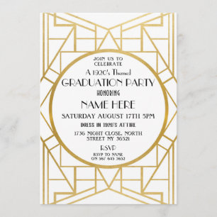 Convite Festa de formatura de Deco da Arte 1920 Gatsby Dou