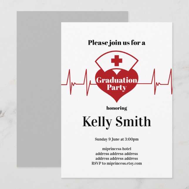 Convite Festa de formatura de enfermagem (Frente/Verso)