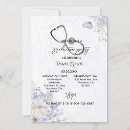 Convite Festa de formatura de Enfermagem Aquarela Purple F