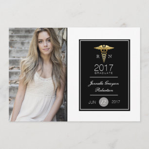 Convite Festa de formatura de Enfermagem Dourada Chic   An