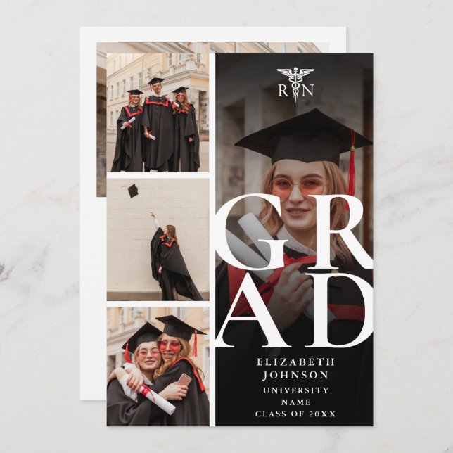 Convite Festa de formatura de Enfermagem Moderna 5 Photo R (Frente/Verso)