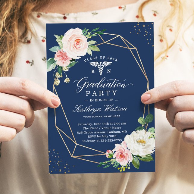 Convite Festa de formatura de Enfermeiro Geométrico Modern (Criador carregado)