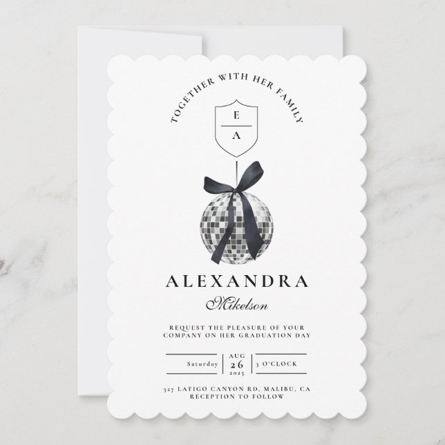 Convite Festa de formatura de esfera de Disco do Arco Pret (Frente)