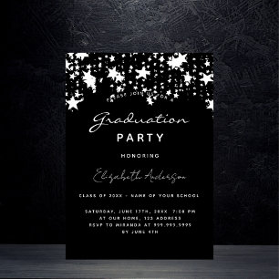 Convite Festa de formatura de estrelas brancas pretas eleg