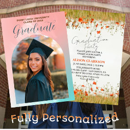 Convite Festa de formatura de flor selvagem personalizada