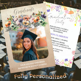 Convite Festa de formatura de flor selvagem personalizada