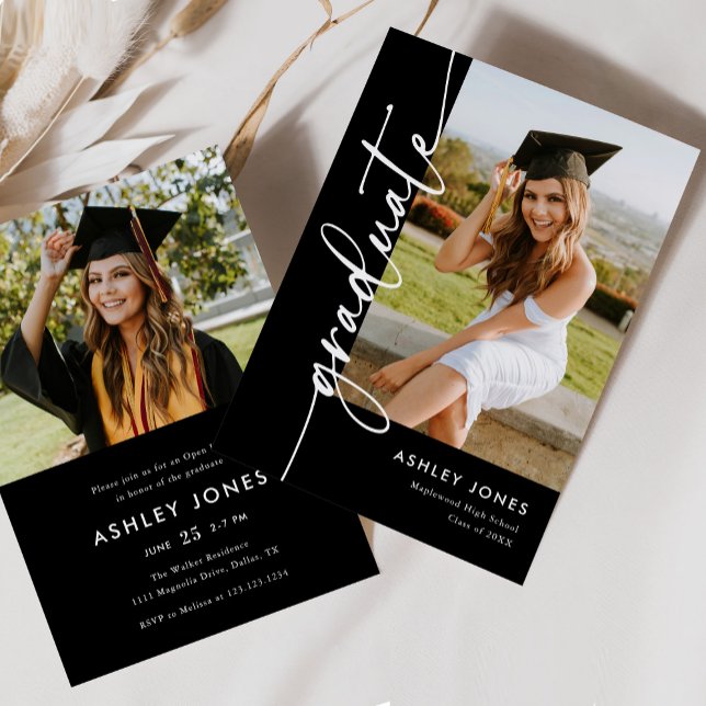 Convite Festa de formatura de Formando de Caligrafia Preta (Criador carregado)