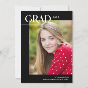 Convite Festa de formatura de Foto 2025 Chic Black & White