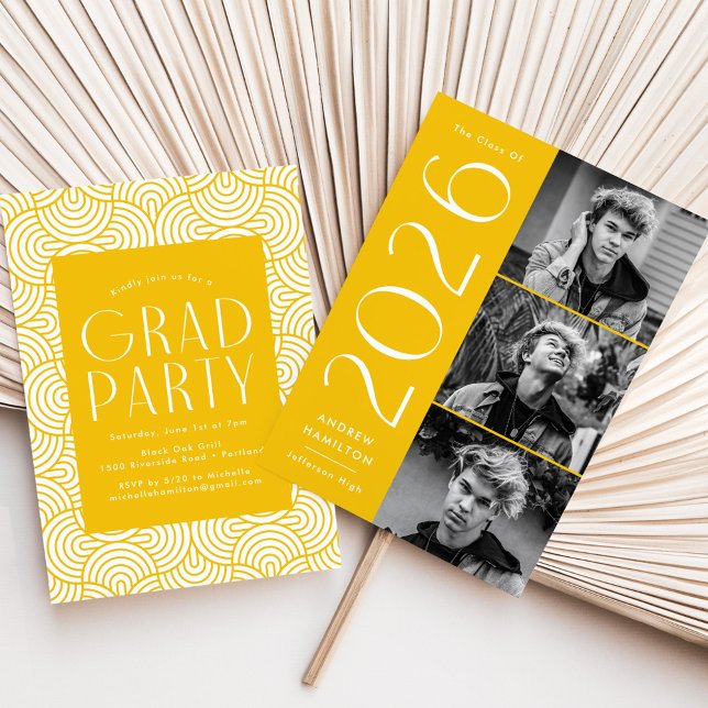 Convite Festa de formatura de Foto Amarelo 3 Moderno 2025 (Criador carregado)