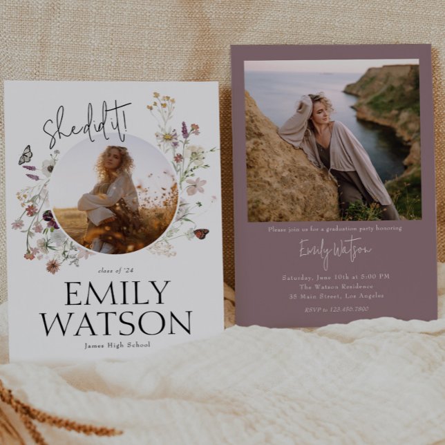 Convite Festa de formatura de Foto Boho Wildflower (Criador carregado)