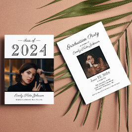 Convite festa de formatura de Foto Branca Elegante Preta 2