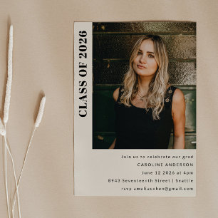 Convite Festa de formatura de Foto Cream Classe Moderna 20