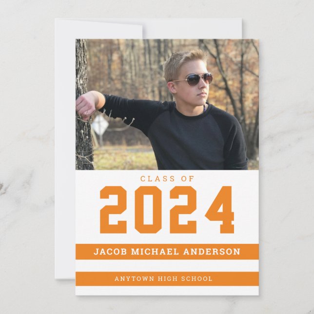 Convite Festa de formatura de Foto de Stripes de Esporte L (Frente)