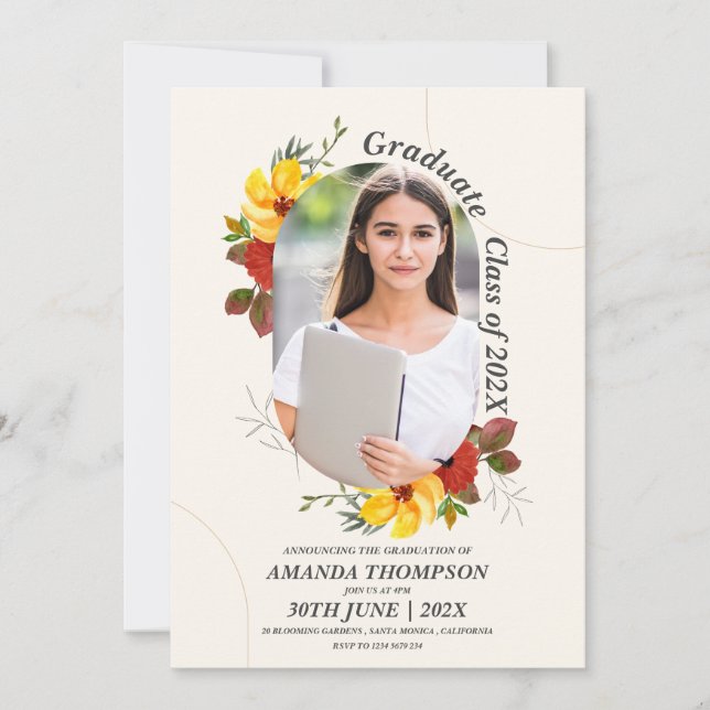 Convite Festa de formatura de Foto Elegante de Formando Bo (Frente)