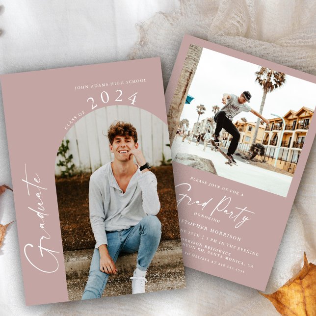 Convite Festa de formatura de Foto Mínima do Rosa de Blush (Criador carregado)