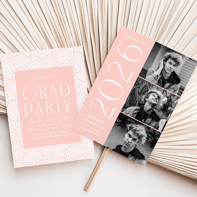 Convite Festa de formatura de Foto Moderno 2025 Blush 3 (Criador carregado)