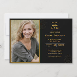 Convite FESTA DE FORMATURA de Foto Negra Dourada