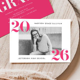 Convite Festa de formatura de Foto Rosa Quente 2025 Modern