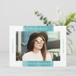 Convite Festa de formatura de Foto Teal pintada Moderna