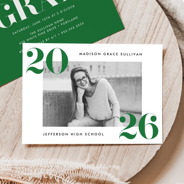 Convite Festa de formatura de Foto Verde 2025 Modern Bold (Criador carregado)