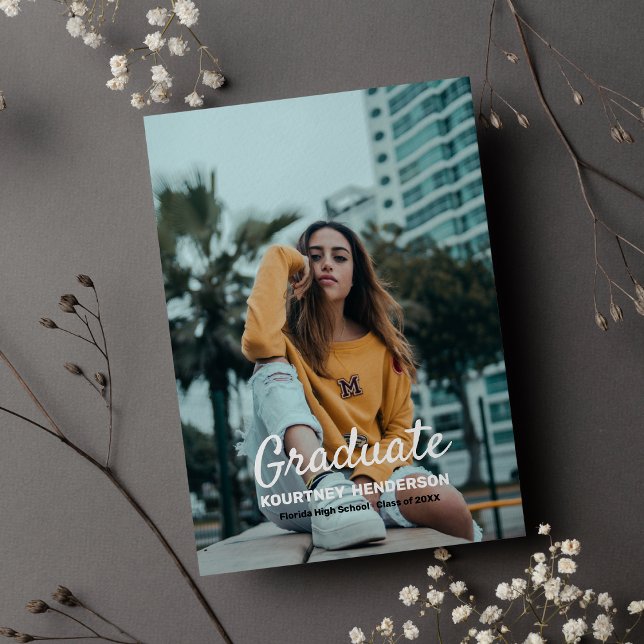 Convite Festa de formatura de Fotografia Azul Pastel (Pastel Blue Photo Graduation Party)