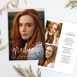 Convite Festa de formatura de Fotografia da Caligrafia Mod<br><div class="desc">Orçamento Caligrafia Moderna O Convite para Festa de formatura de Fotografia apresenta uma grande foto de cheio sangrando na frente,  juntamente com duas fotos e seus detalhes de festa de formatura no verso.</div>