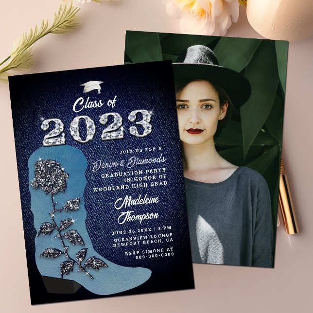 Convite Festa de formatura de Fotografia de Boot Denim Dia (Criador carregado)