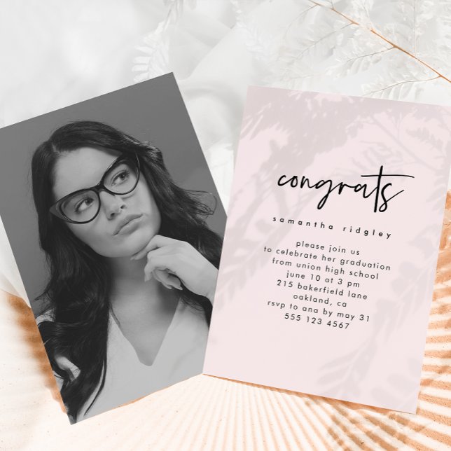 Convite Festa de formatura de Fotografia de Script Rosa-Bl (Criador carregado)