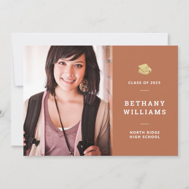 Convite Festa de formatura de Fotografia de Trendy Rust (Frente)