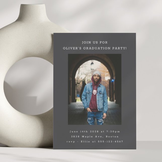 Convite Festa de formatura de Fotografia Moderna Preta Sim (Criador carregado)