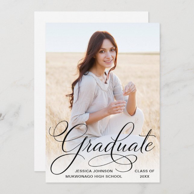 Convite Festa de formatura de FOTOGRAFIA Negra (Frente/Verso)